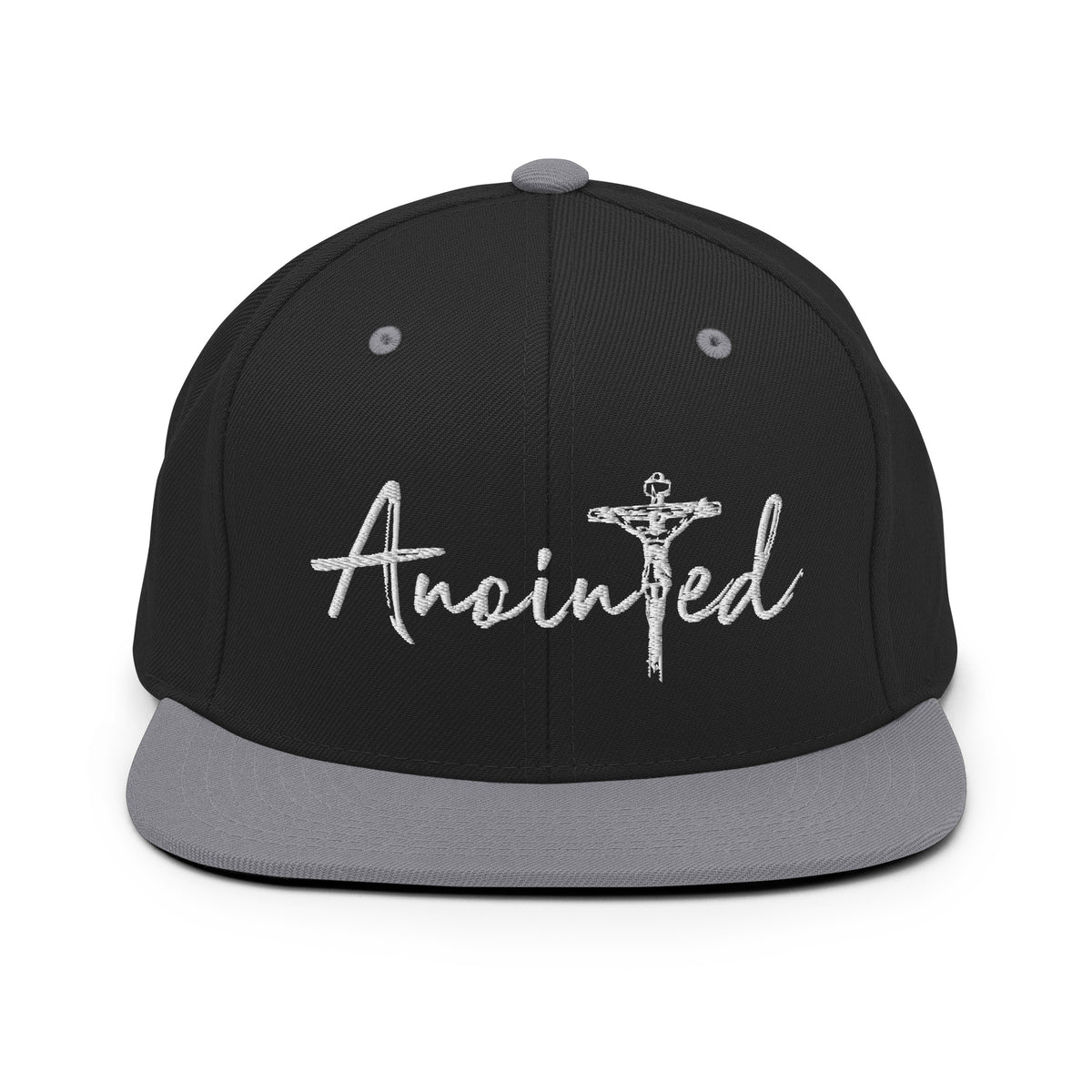 Black/Silver Snapback Hat - Anointed Tees