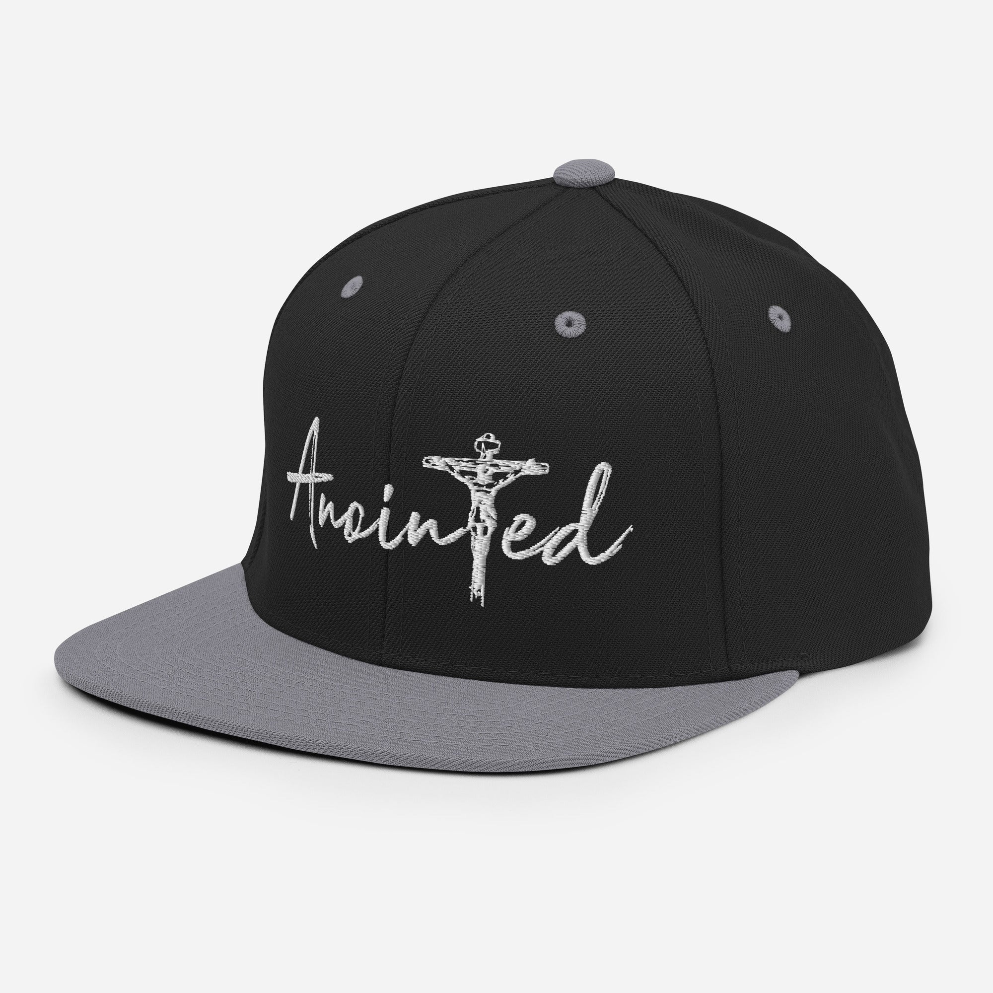 Black/Silver Snapback Hat - Anointed Tees