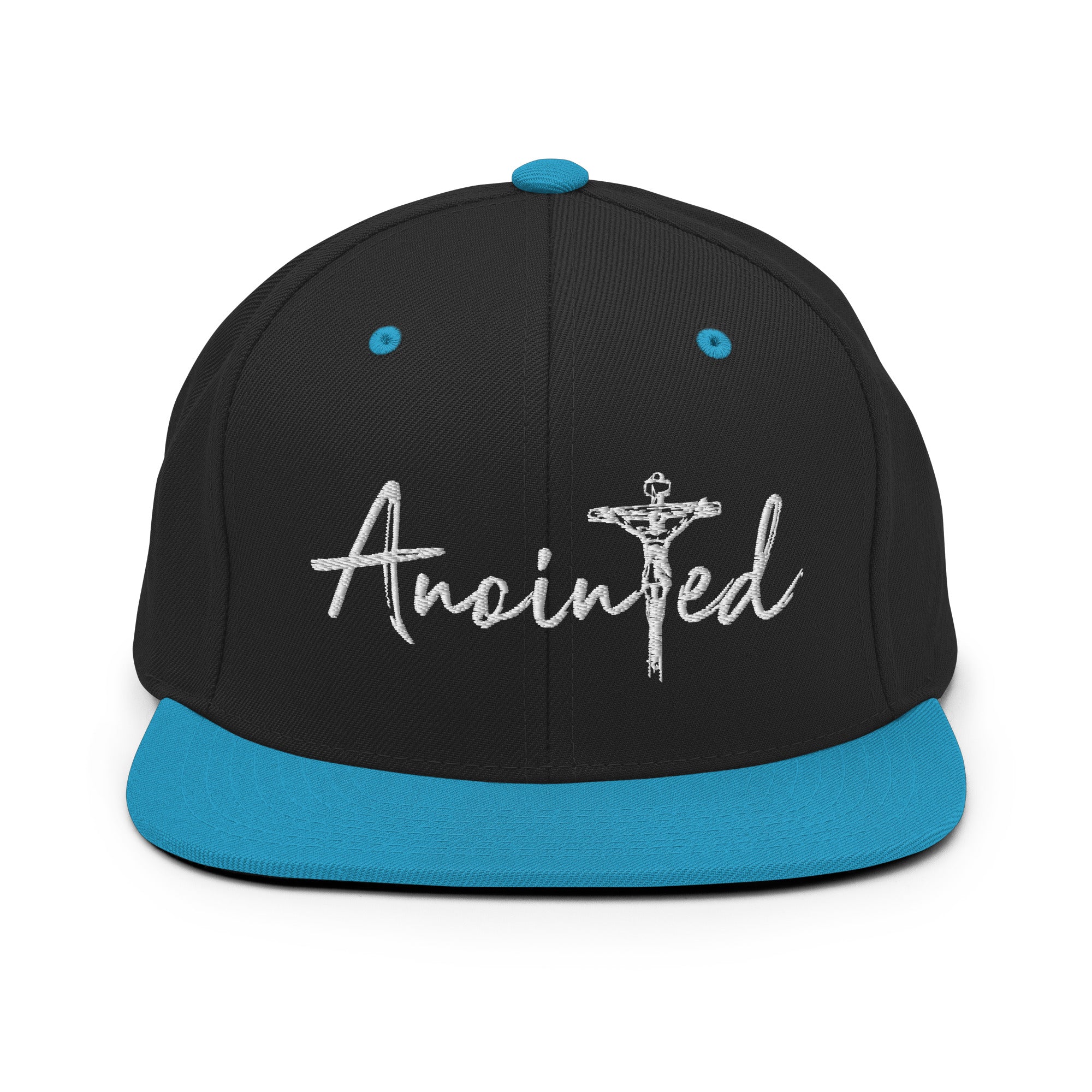 Black/Teal Snapback Hat - Anointed Tees