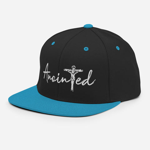 Black/Teal Snapback Hat - Anointed Tees