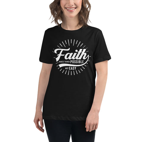 FAITH (Black and White) Women's Relaxed T-Shirt